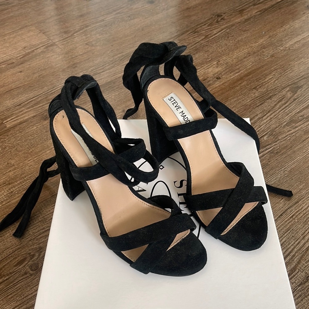 Black wrap heels